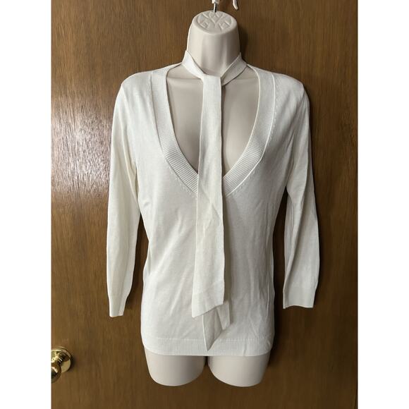 AG Adriano Goldschmied sz S SWEATER Light-weight BOW V-neck w/ Silk/Cashmere B25 - Picture 2 of 9
